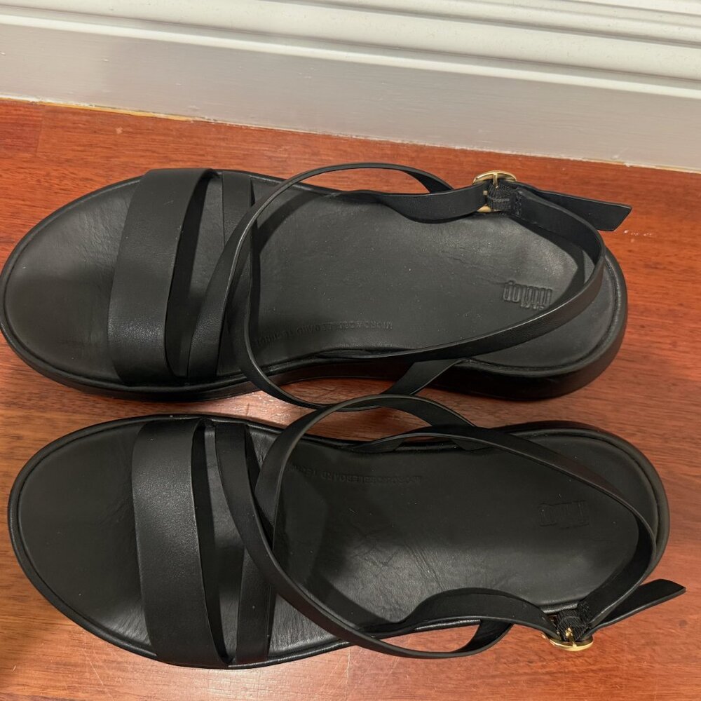 FitFlop F-Mode Slingback Platform Wedge Slide Sandal All Black Size 9 - Picture 3 of 4